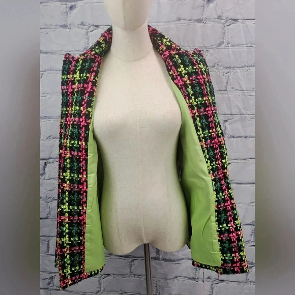 NWT Anthropologie Avec Les Filles Women's Neon Tweed  Blazer $168 size XXS - Picture 12 of 16